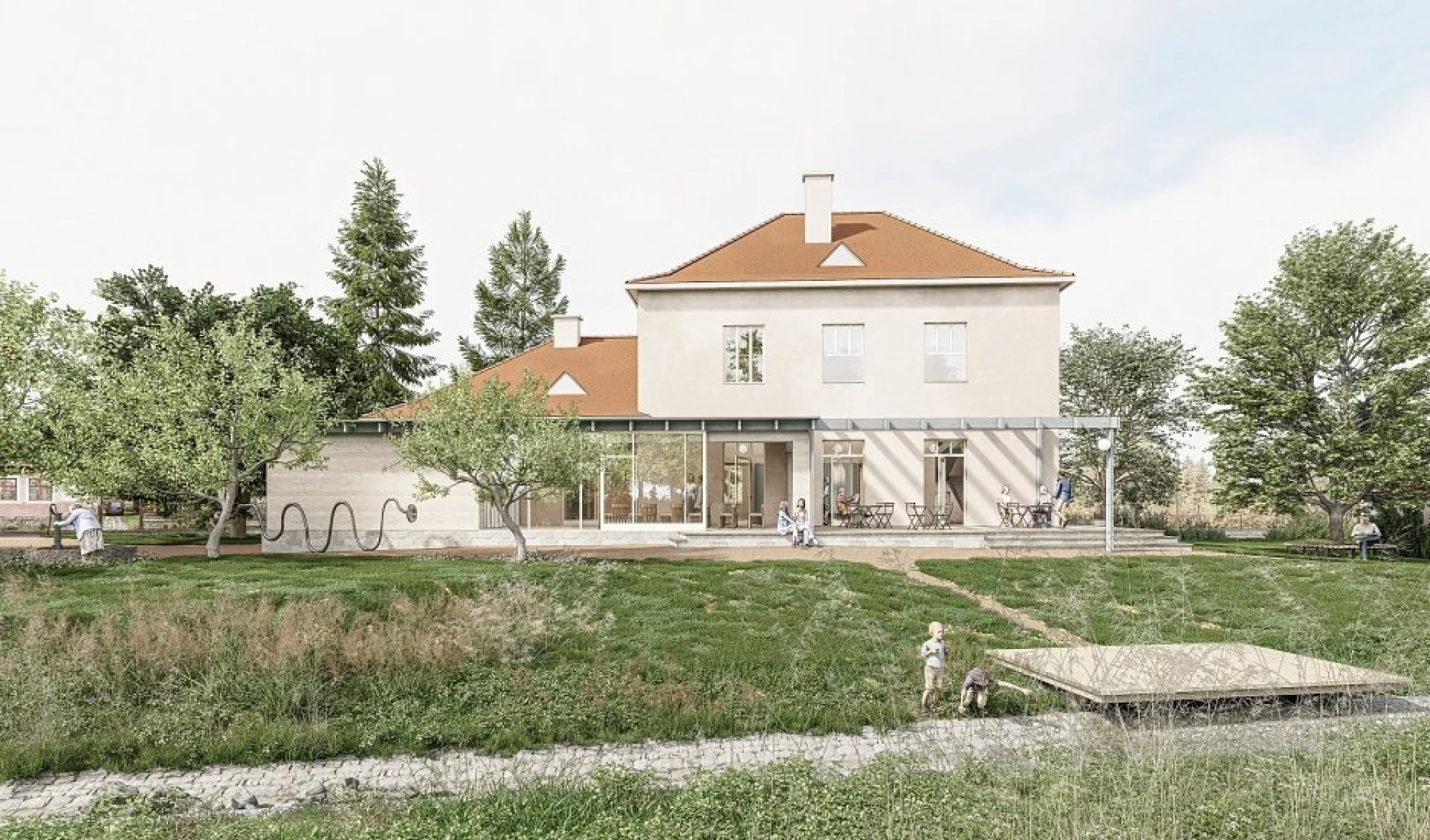Adaptácia budovy bývalej Obecnej ľudovej školy v Brhlovciach